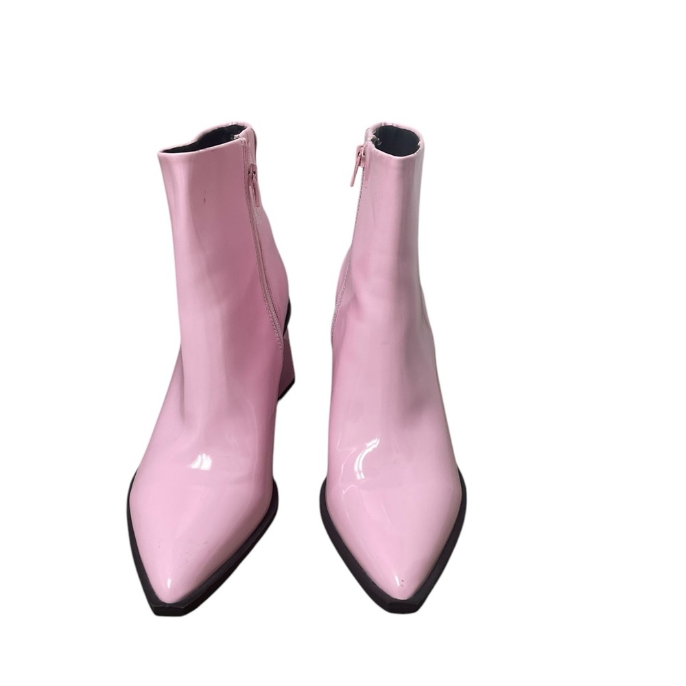 Pink patent leather ankle boots size 9